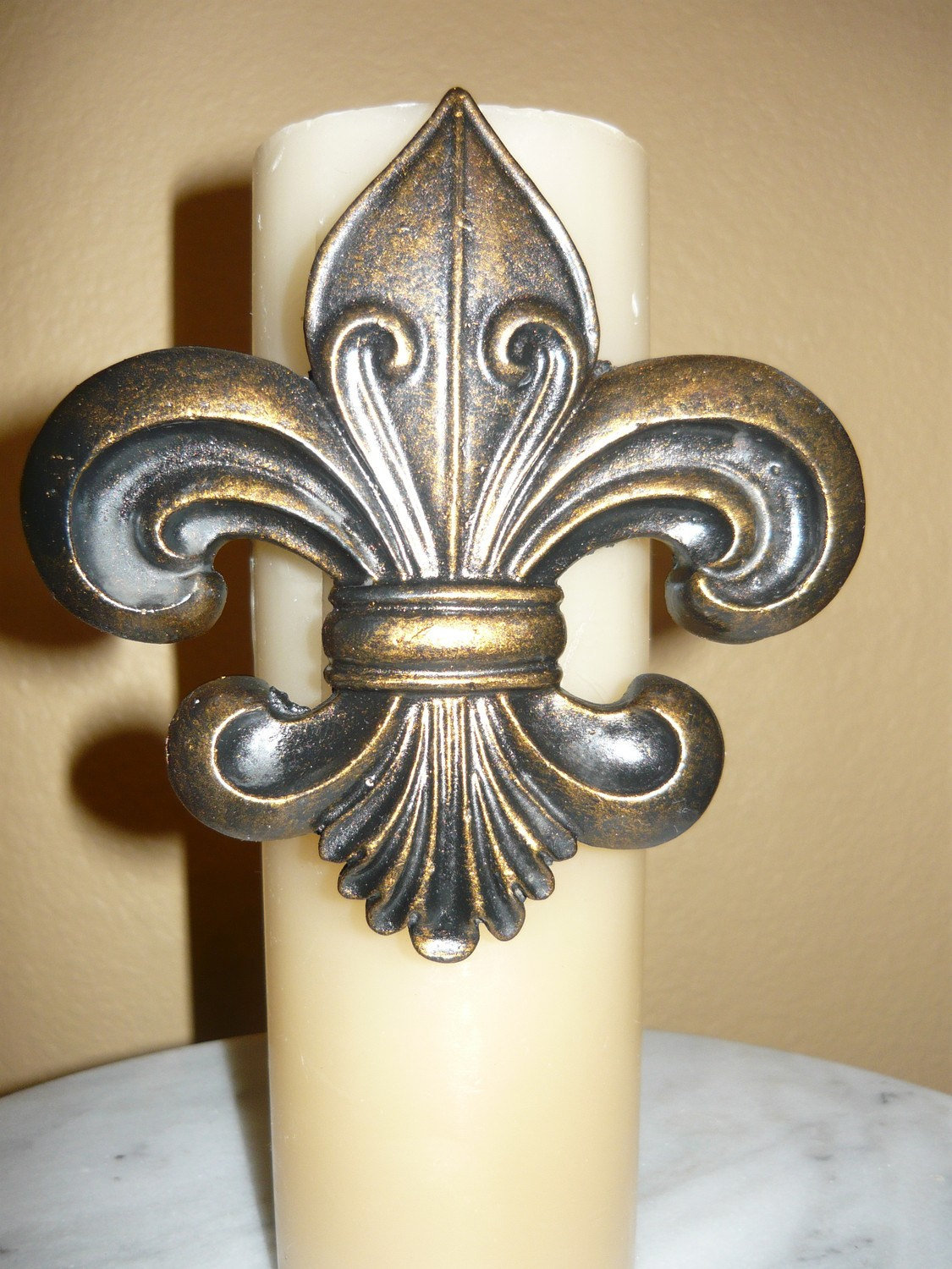 Iron Fleur De Lis Shield Candle Pin for Pillar Candles Medieval Louisiana Saints 